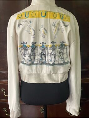 Forever 21 White Bomber Jacket with Western Rodeo Print